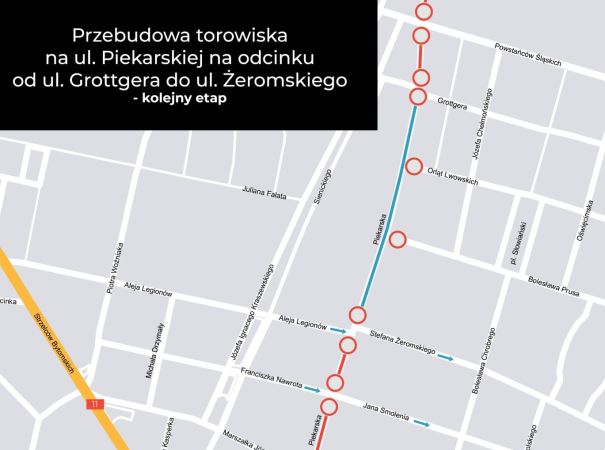 Od 12 listopada kolejne zmiany w organizacji ruchu związane z przebudową ul. Piekarskiej