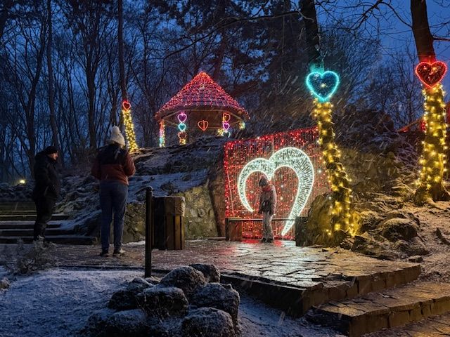 Walentynkowe iluminacje w Parku Miejskim